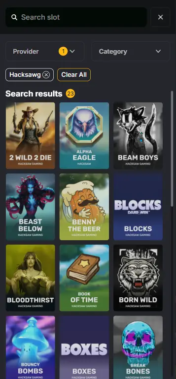 Miniatura di Zeus Ze Zecond Hacksaw Gaming nella lobby delle slot del casinò